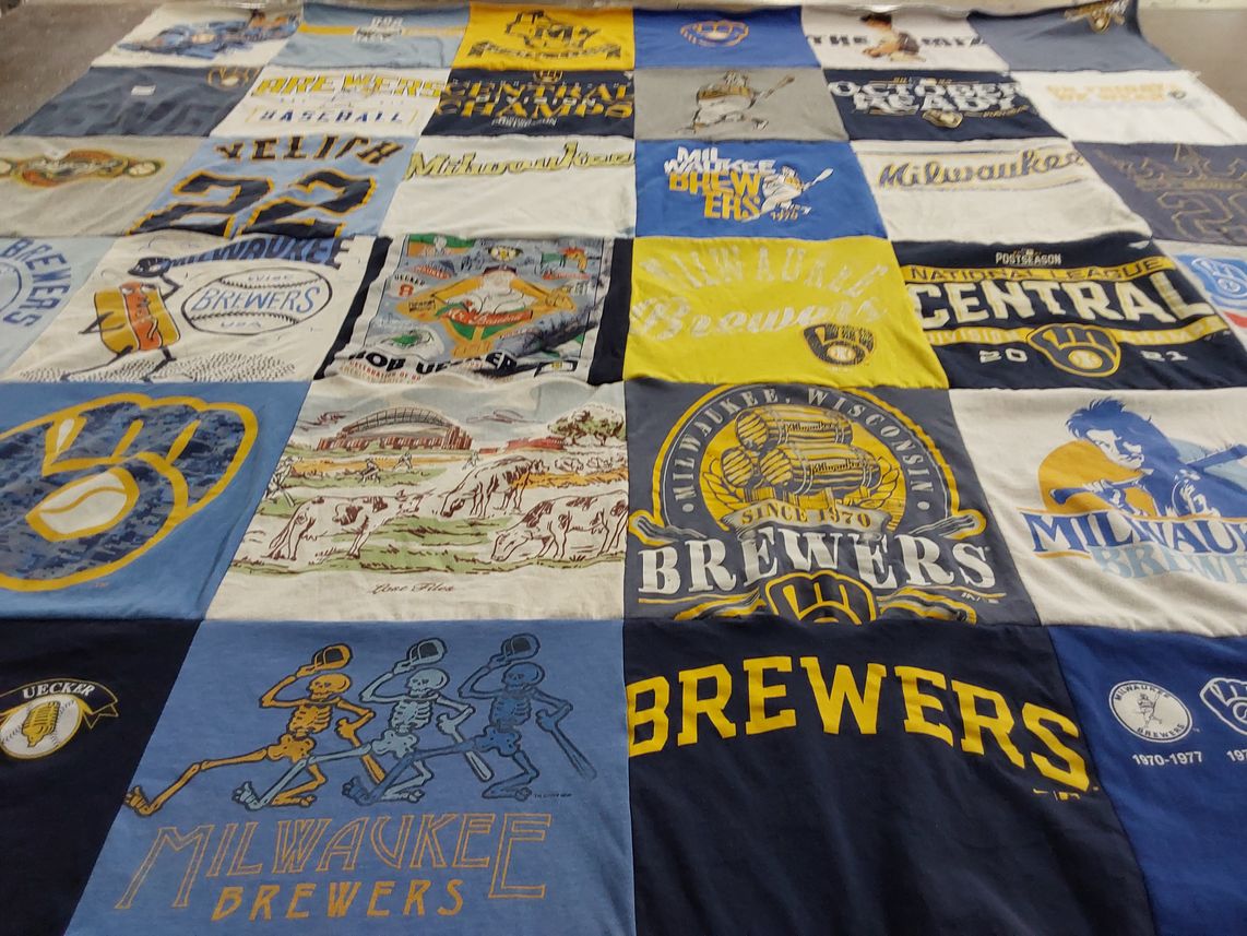 T-shirt quilt featuring milwaukee brewers by Erin from WI