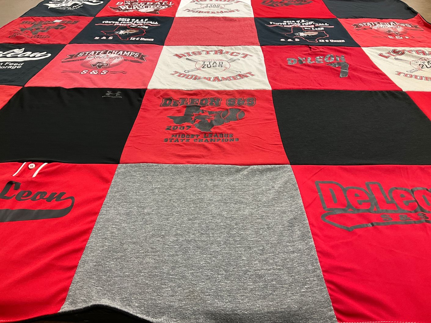 T-shirt quilt from de leon high school by Suzanne from TX