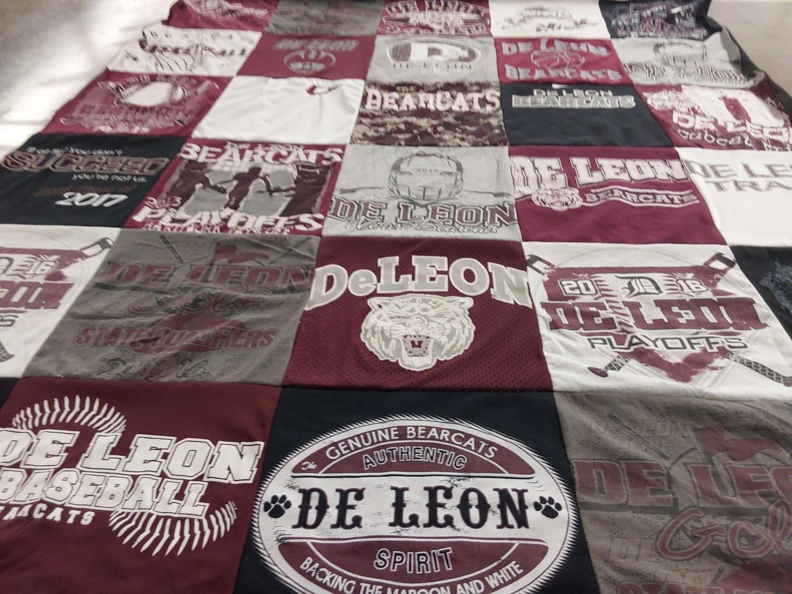 T-shirt quilt featuring de leon bearcats by Suzanne from TX
