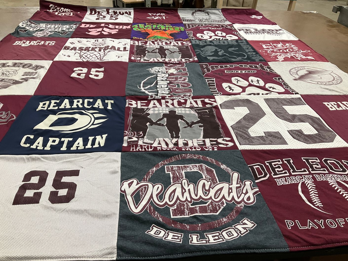 T-shirt quilt featuring de leon bearcats by Suzanne from TX