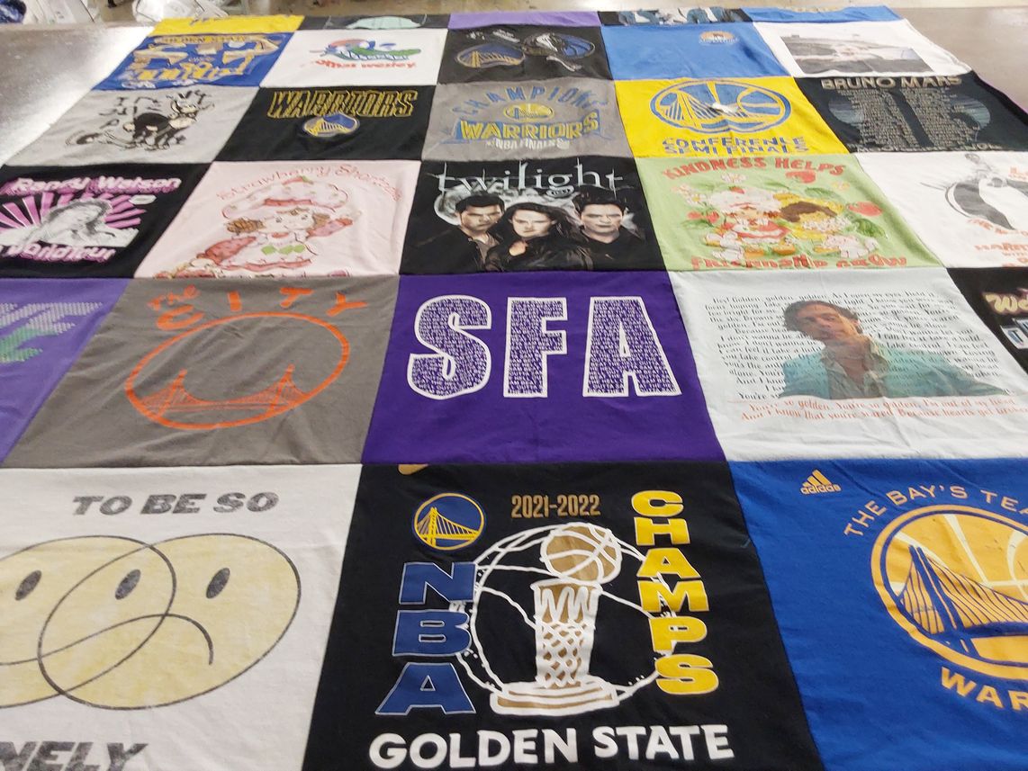 T-shirt quilt featuring golden state warriors by Stacie from TX