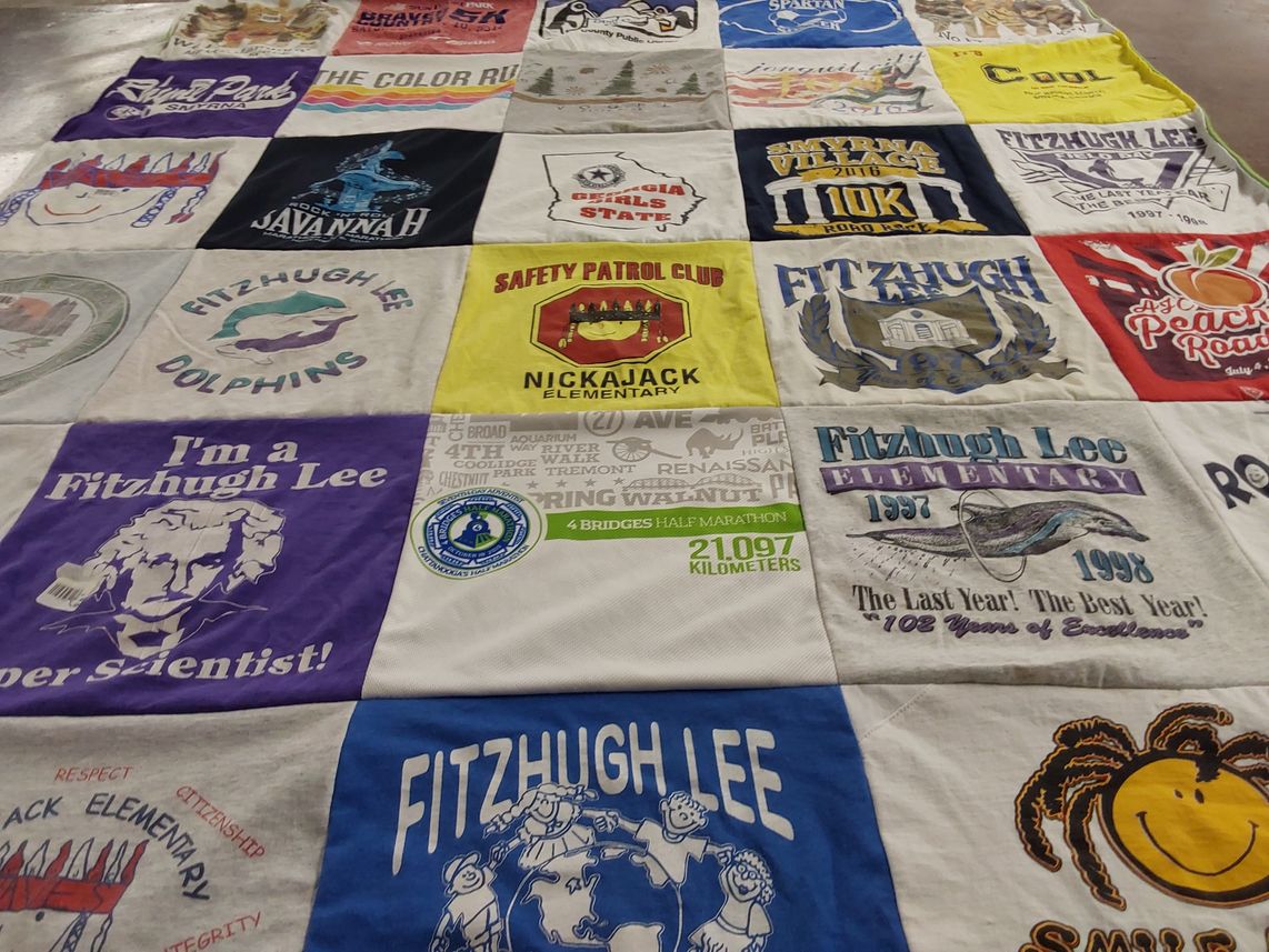 T-shirt quilt featuring fitzhugh lee dolphins by Mary Lavonne from GA