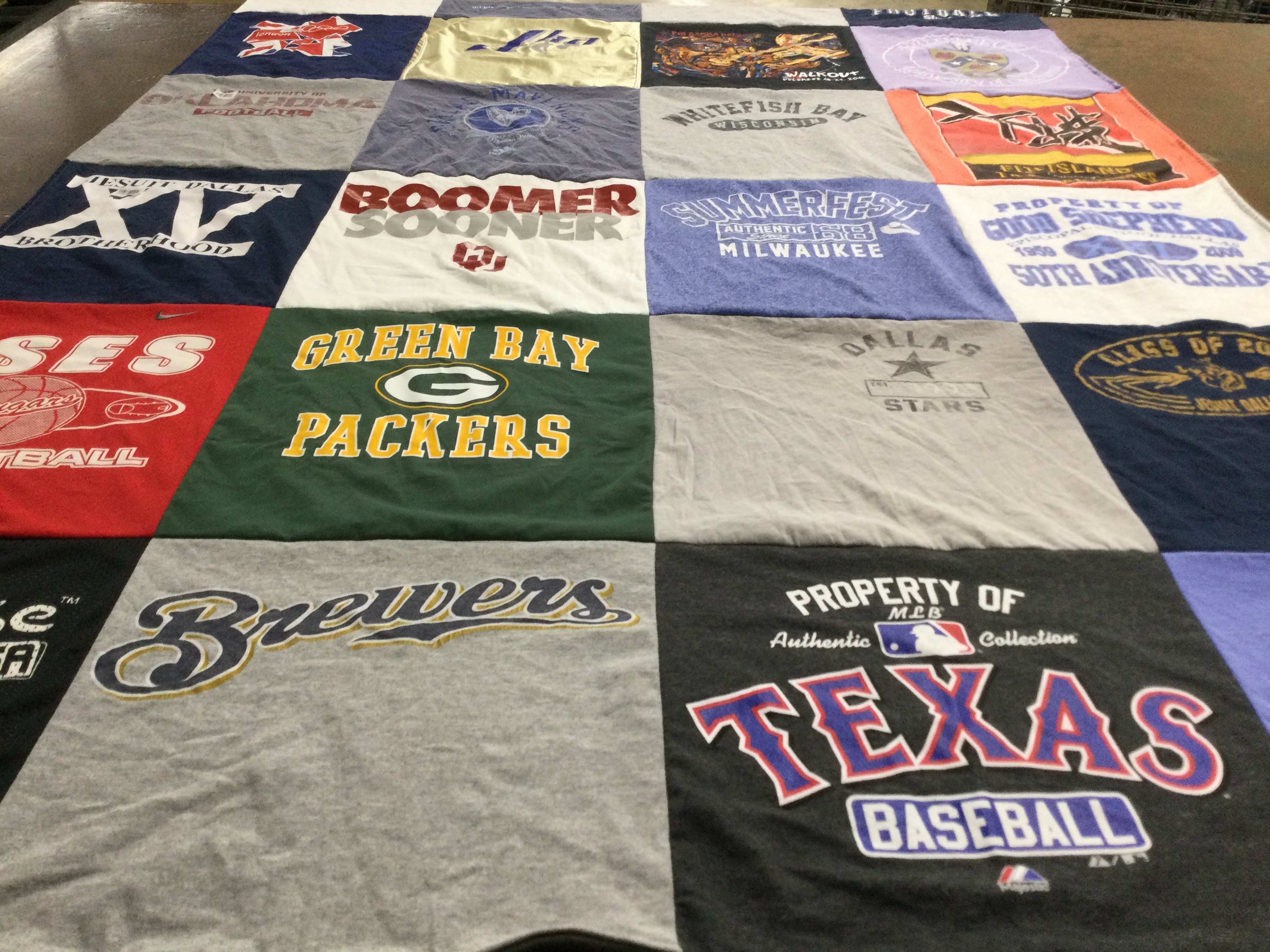 T-shirt quilt featuring green bay packers, dallas stars by Maureen from TX