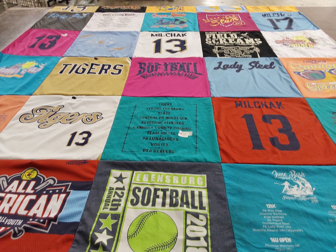 T-shirt quilt featuring ebensburg softball team by Rikki from PA