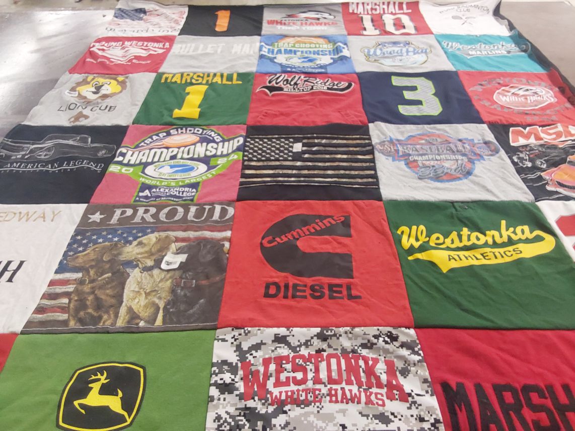 T-shirt quilt featuring westonka white hawks by jamie from MN