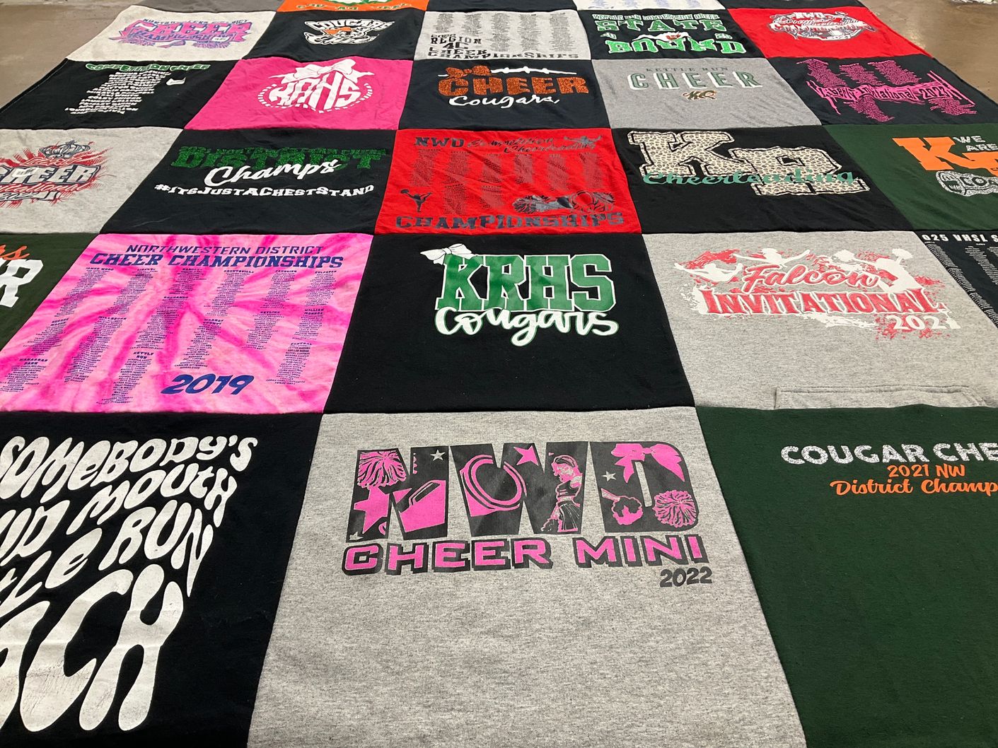T-shirt quilt featuring keller high school cheerleading by Raven from VA
