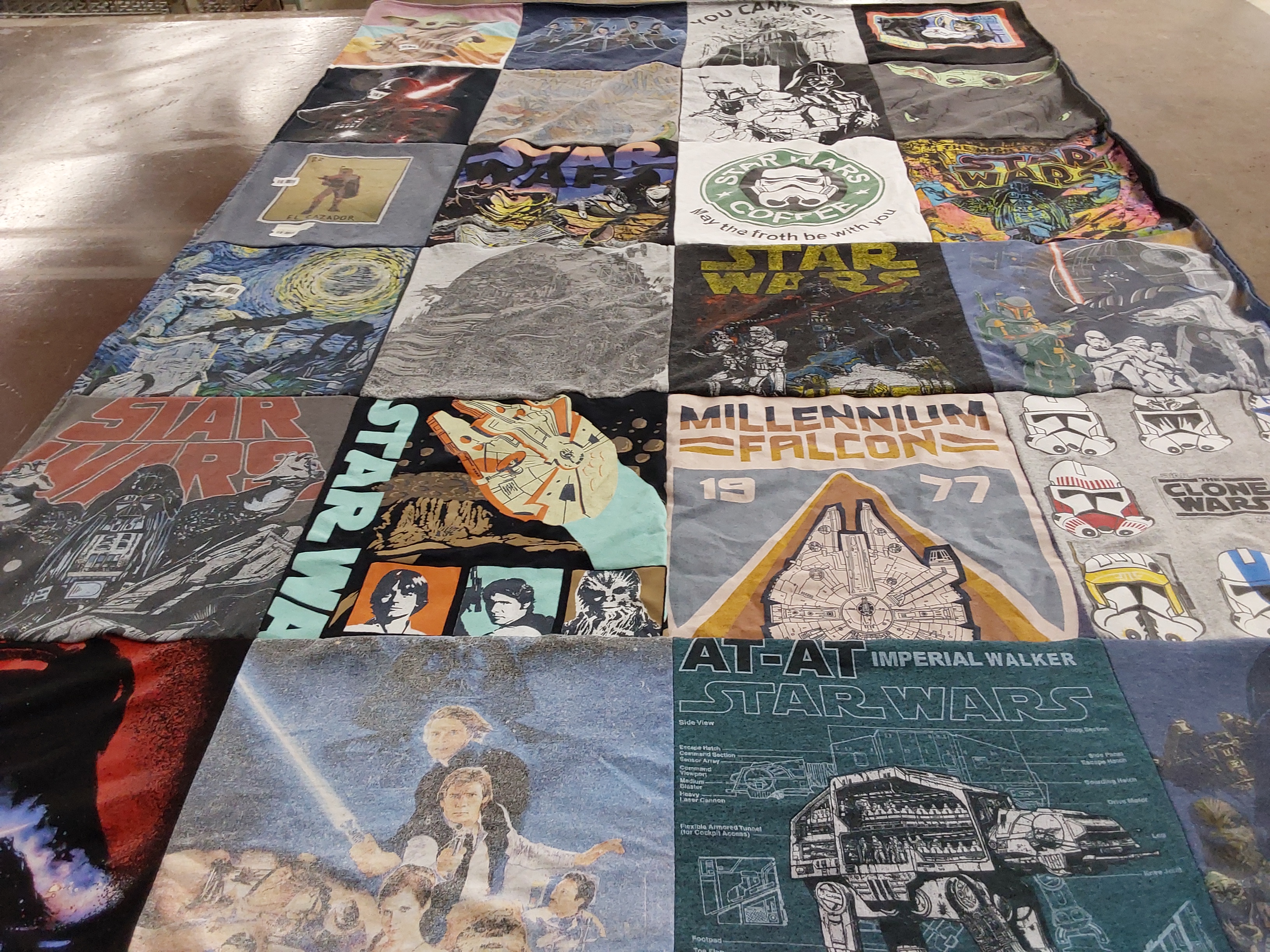 T-shirt quilt with science fiction, movies themes by Deb from TX