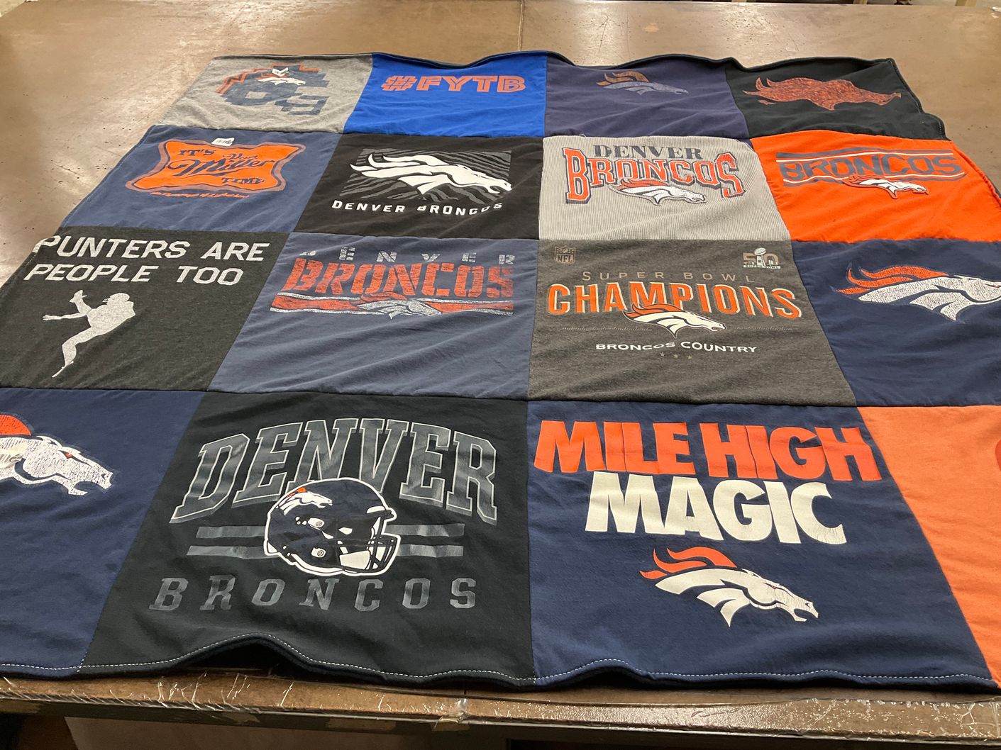 T-shirt quilt featuring denver broncos by Scott from CO