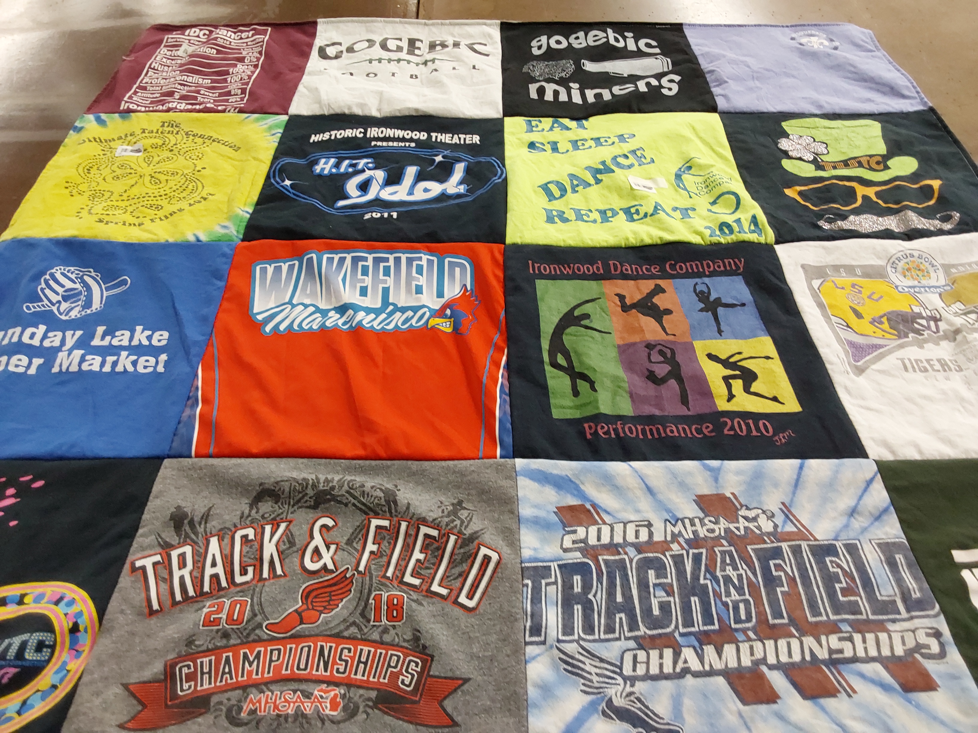 T-shirt quilt featuring tigers, miners by Sarah from TN