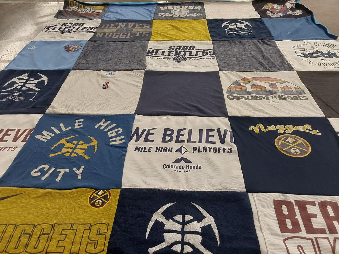 T-shirt quilt featuring denver nuggets by Amanda from NY