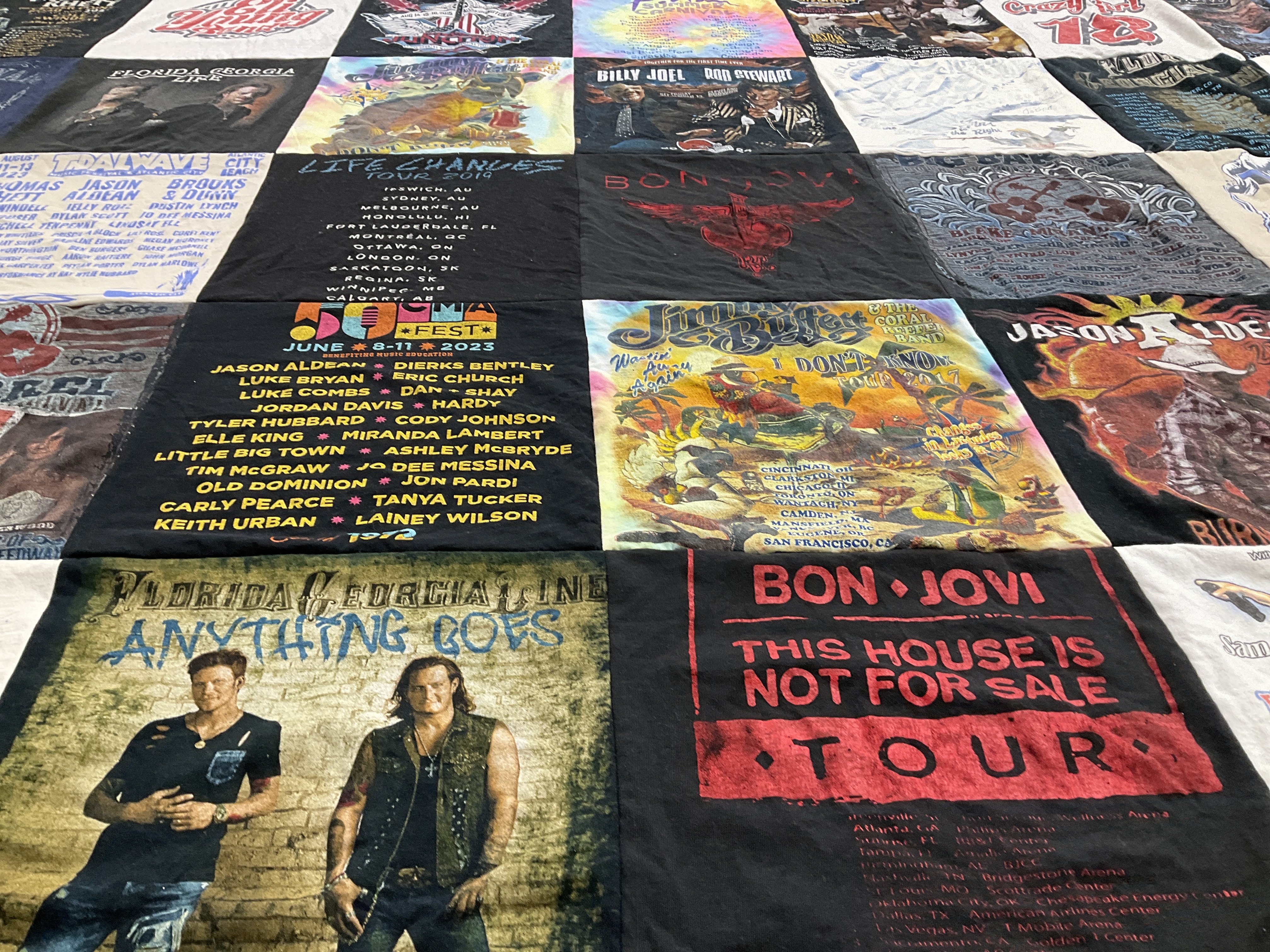 T-shirt quilt with music, concerts themes by Donald from DE