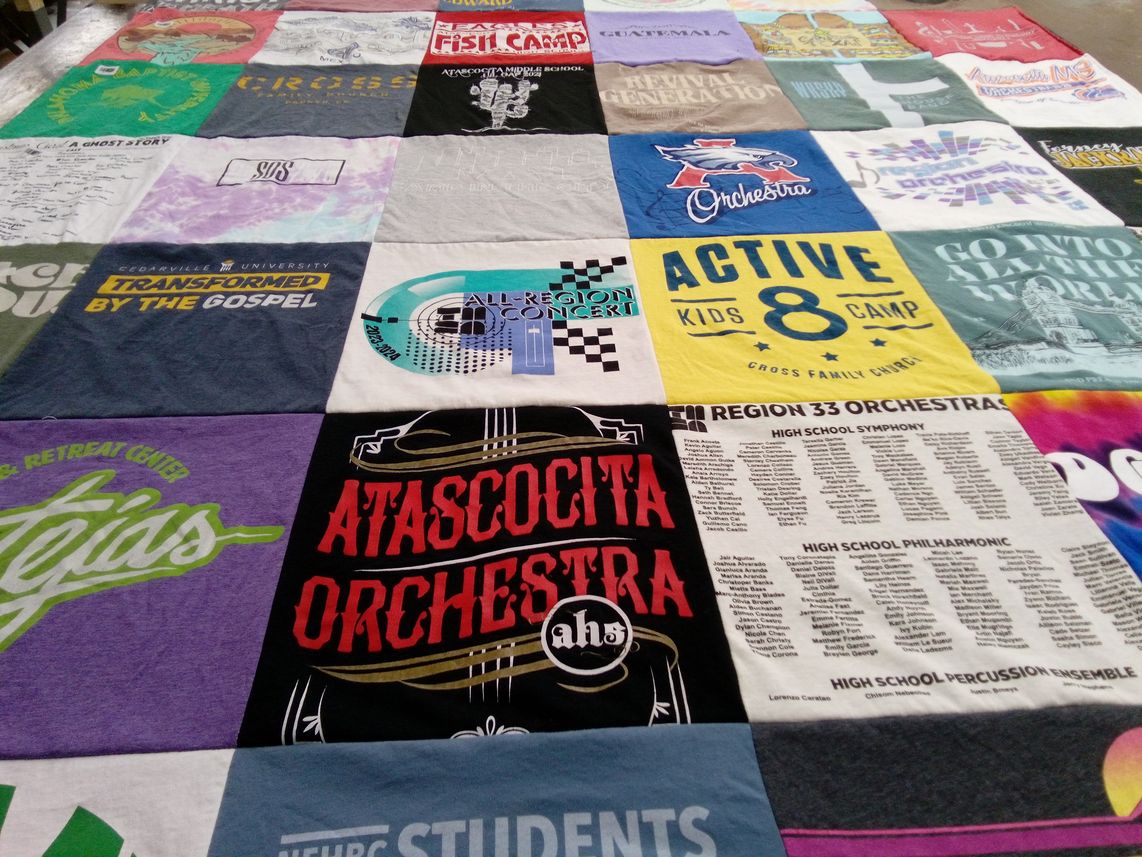 T-shirt quilt from atascocita high school, cedarville university by Brett from TX