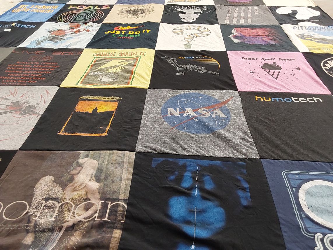 T-shirt quilt with music, science themes by Josh from PA