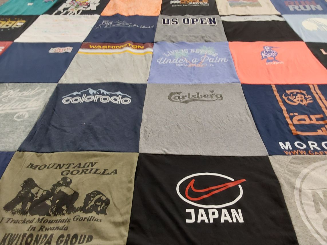 T-shirt quilt with travel, nature themes by Lee Anne from NY