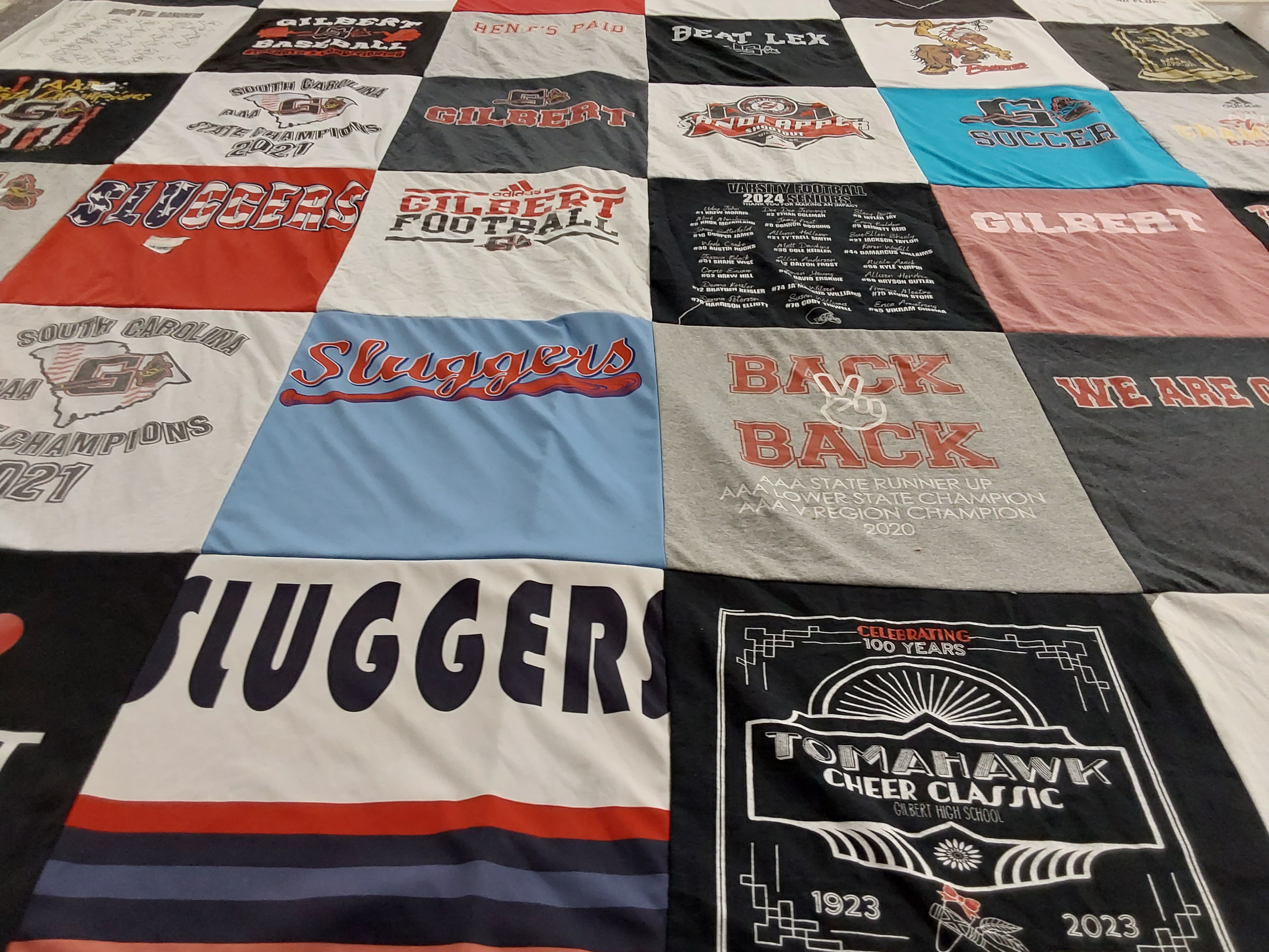 T-shirt quilt featuring gilbert football, slugger by Betsy from SC