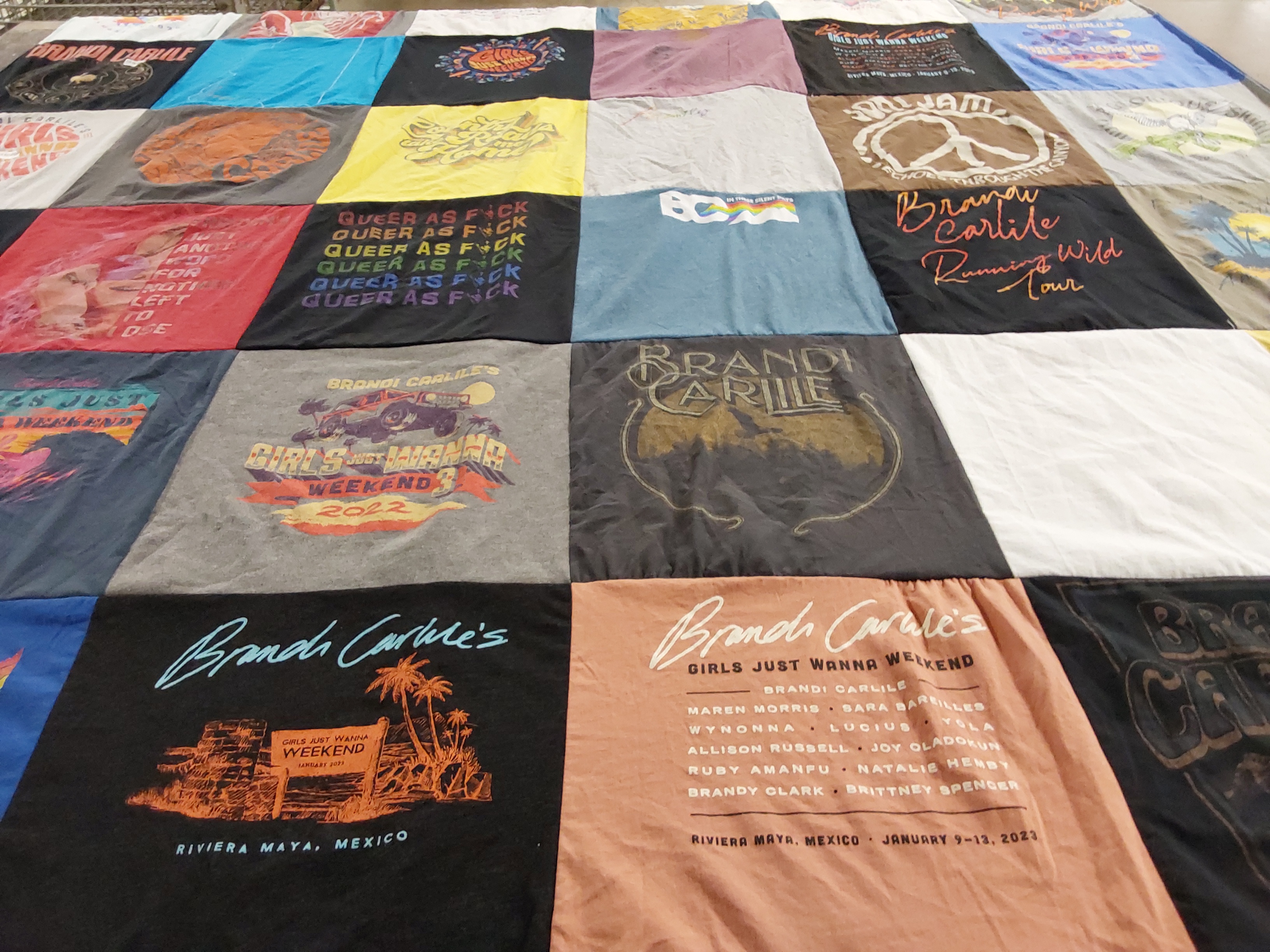 T-shirt quilt with music, lgbtq+ events themes by Julie from MS
