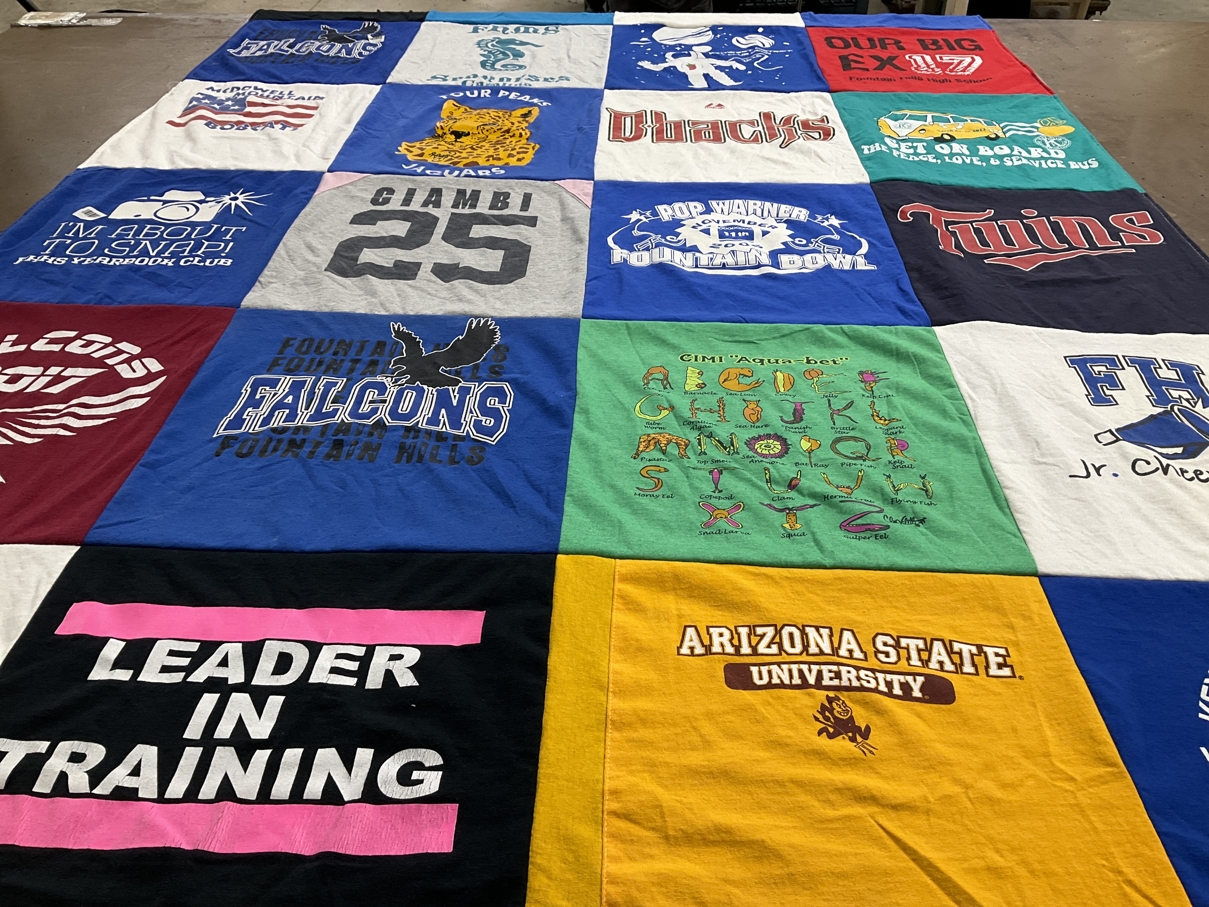 T-shirt quilt featuring fountain hills falcons, arizona state university by Nancy from FL