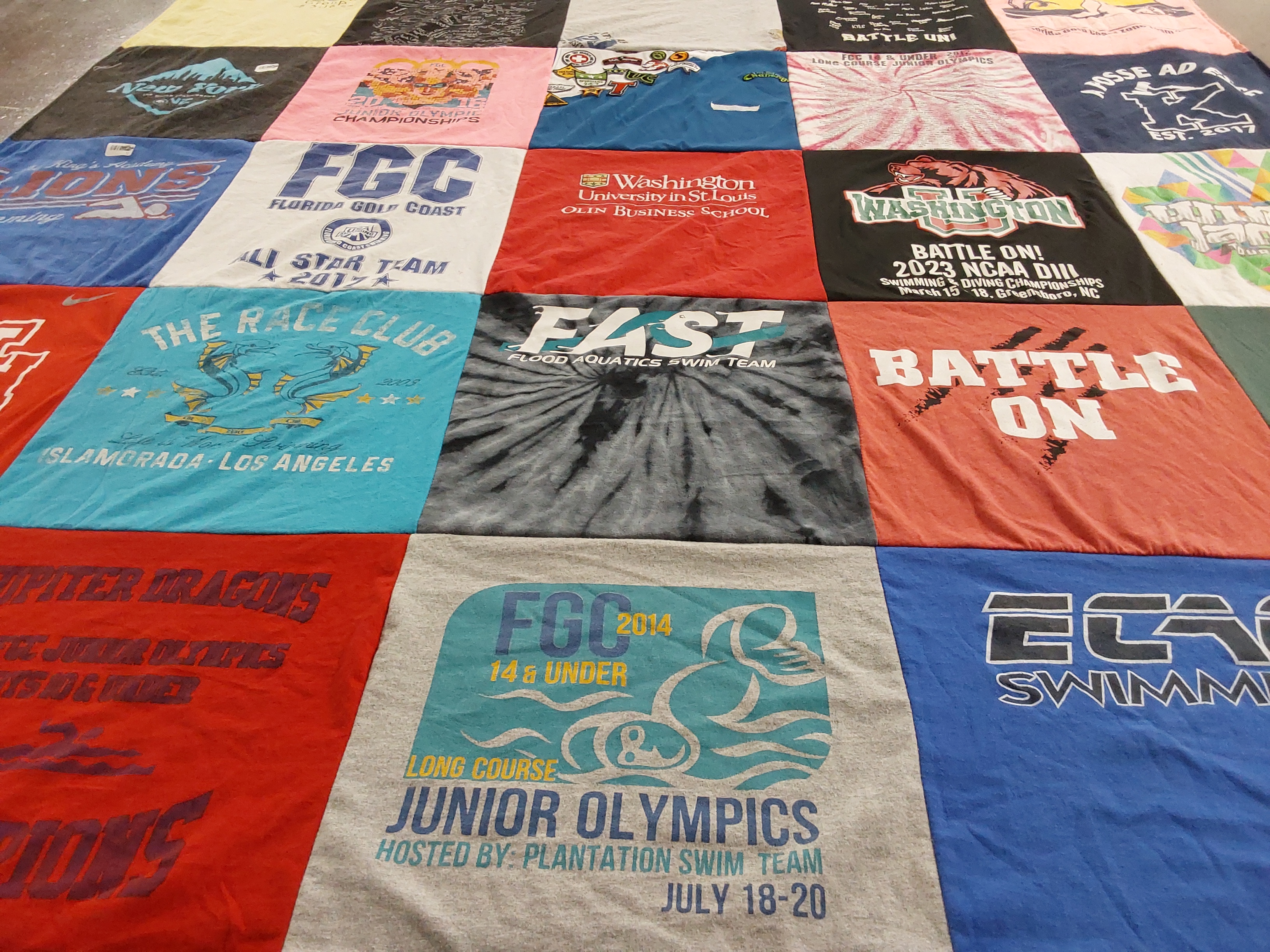 T-shirt quilt featuring fgc swim team, flood aquatics swim team by Emily from FL