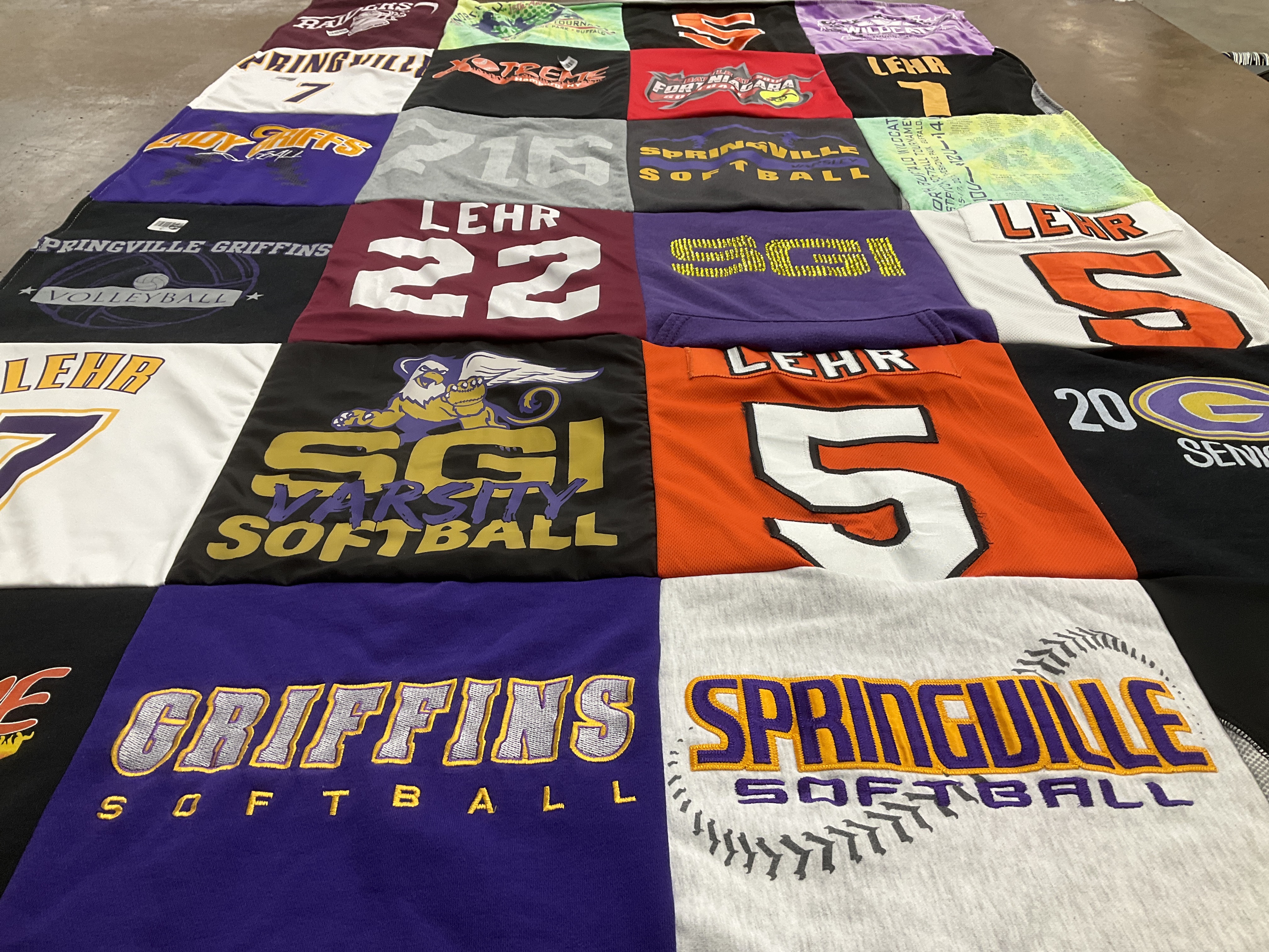 T-shirt quilt featuring springville griffins by Trisha from FL