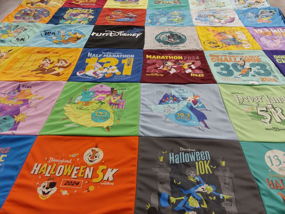 T-shirt quilt with running, marathons themes by Mark from OH