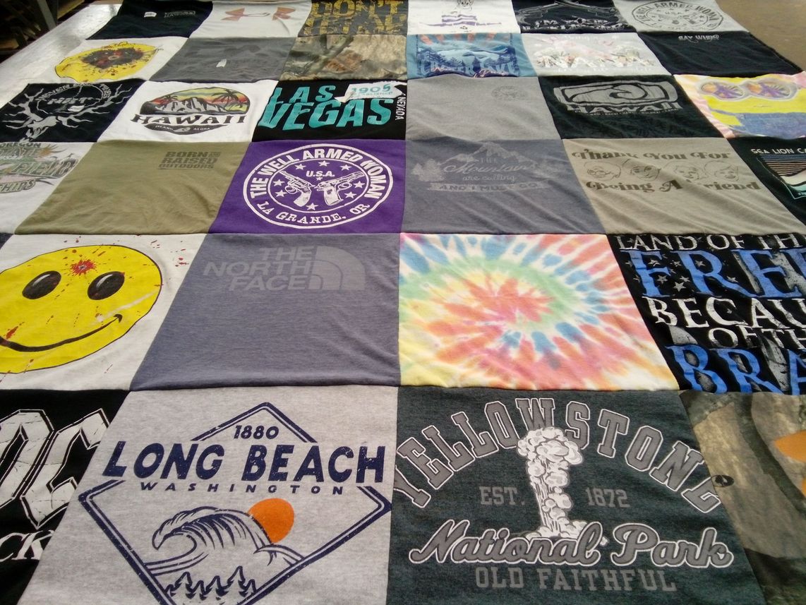 T-shirt quilt with travel, nature themes by Tracy from OR
