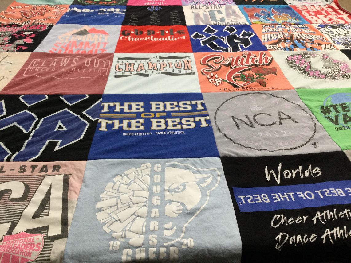 T-shirt quilt featuring cougars cheer by Stephanie from TX