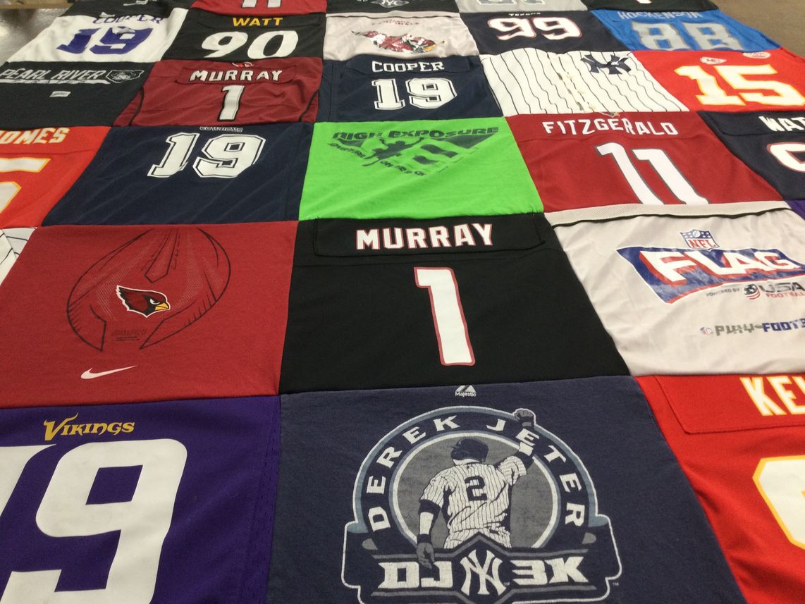 T-shirt quilt featuring arizona cardinals, new york yankees by Deborah from NY