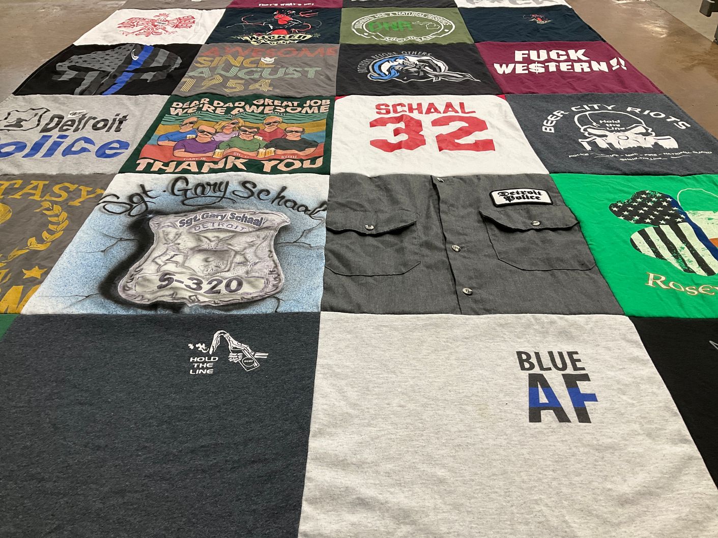 T-shirt quilt from sergeant gary school by Alan from MI