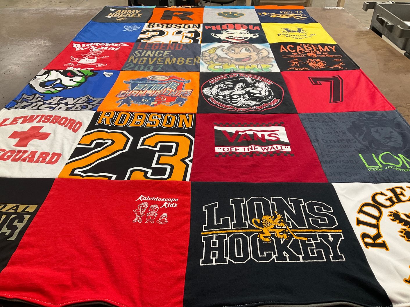 T-shirt quilt featuring lions hockey by Amy from CT