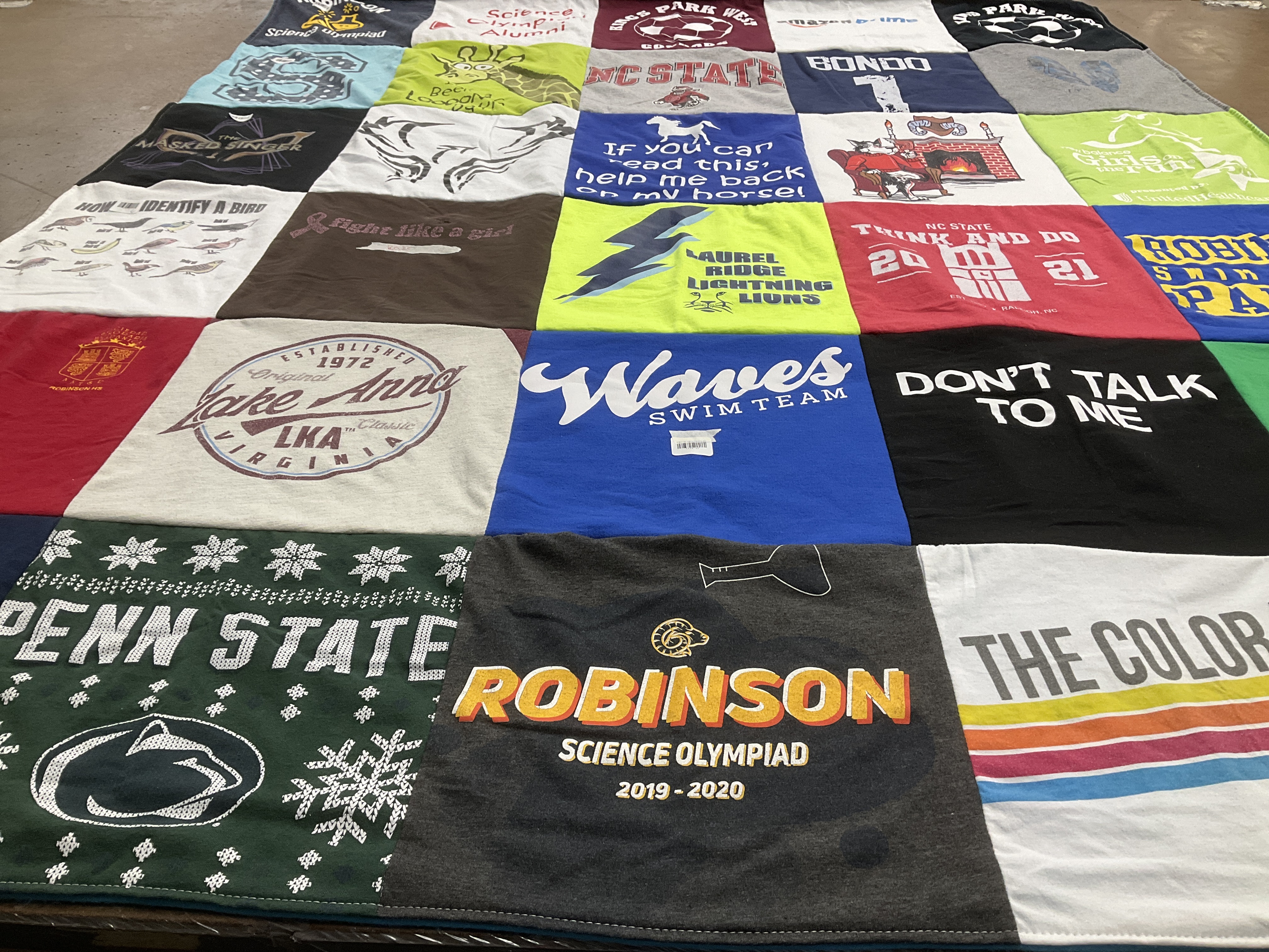 T-shirt quilt featuring robinson swim team by Kristina from VA