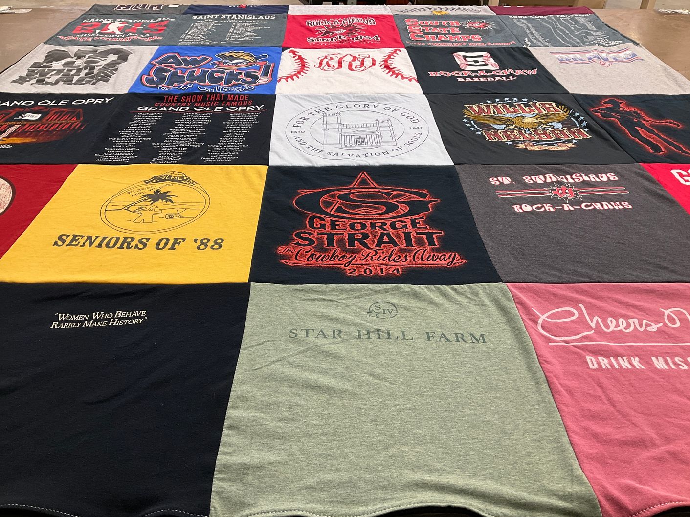 T-shirt quilt from saint stanislaus college by Rhonda from MS