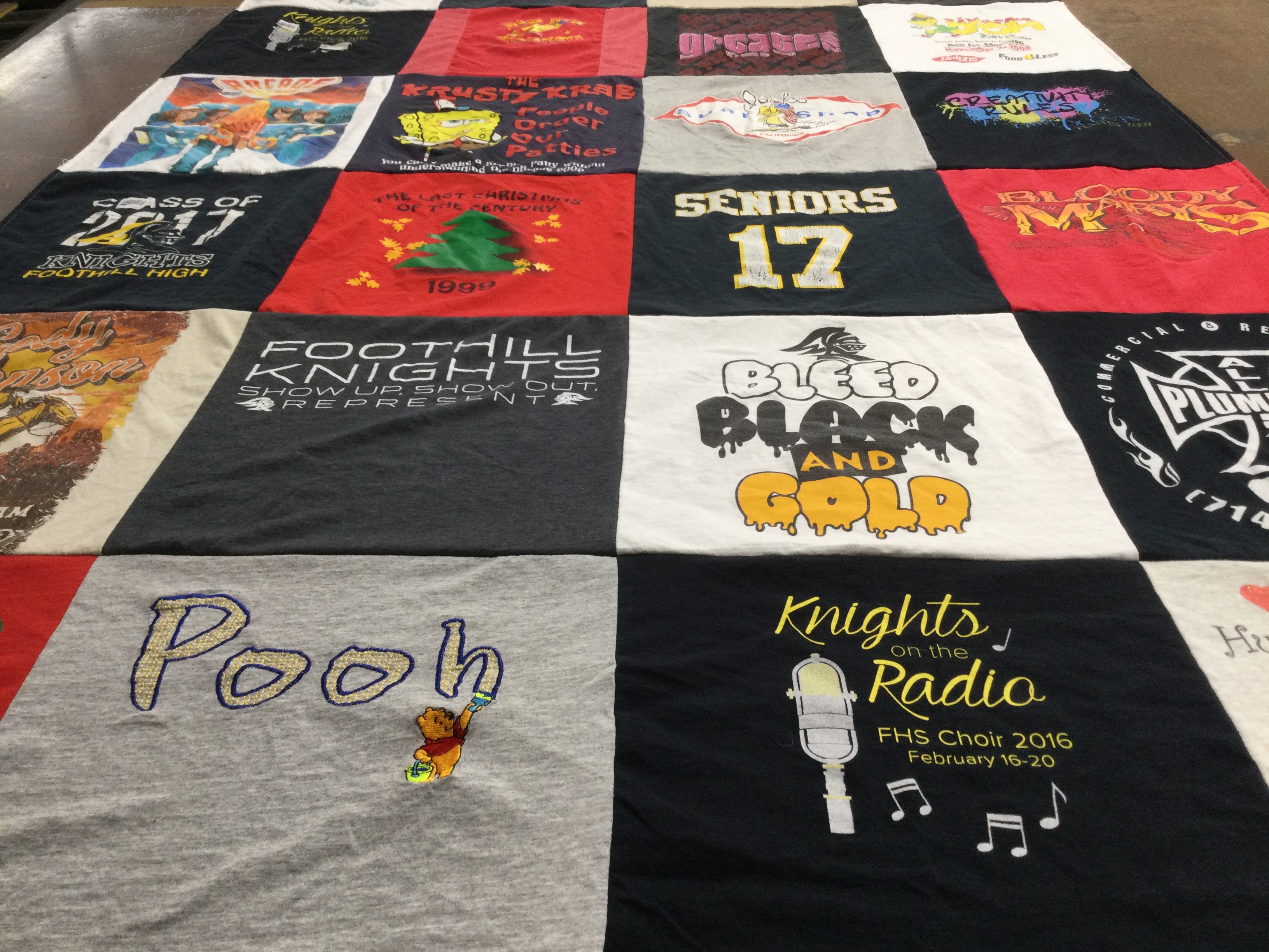 T-shirt quilt featuring foothill knights by Natalia from CA