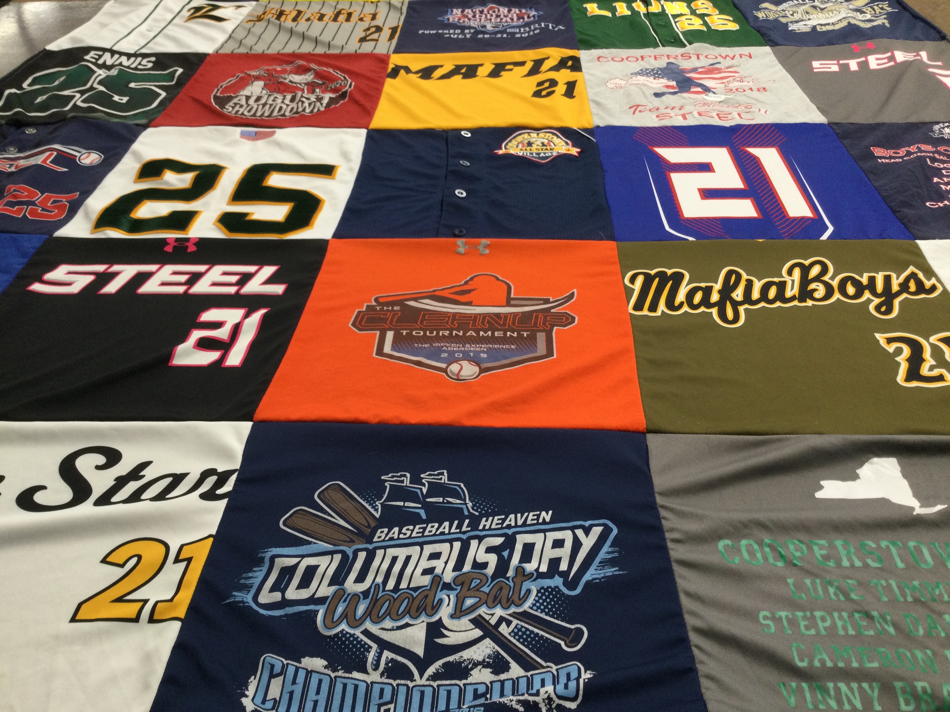 T-shirt quilt with baseball themes by Tarra from NY