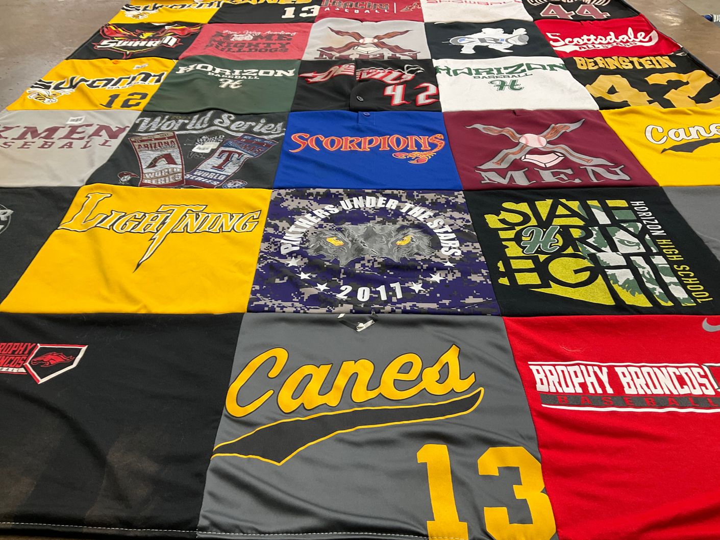 T-shirt quilt featuring horizon high school baseball, brophy broncos baseball by Sheri from AZ