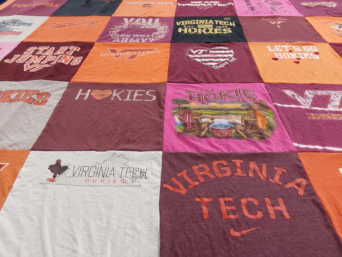 T-shirt quilt featuring virginia tech hokies by Jessica from MD