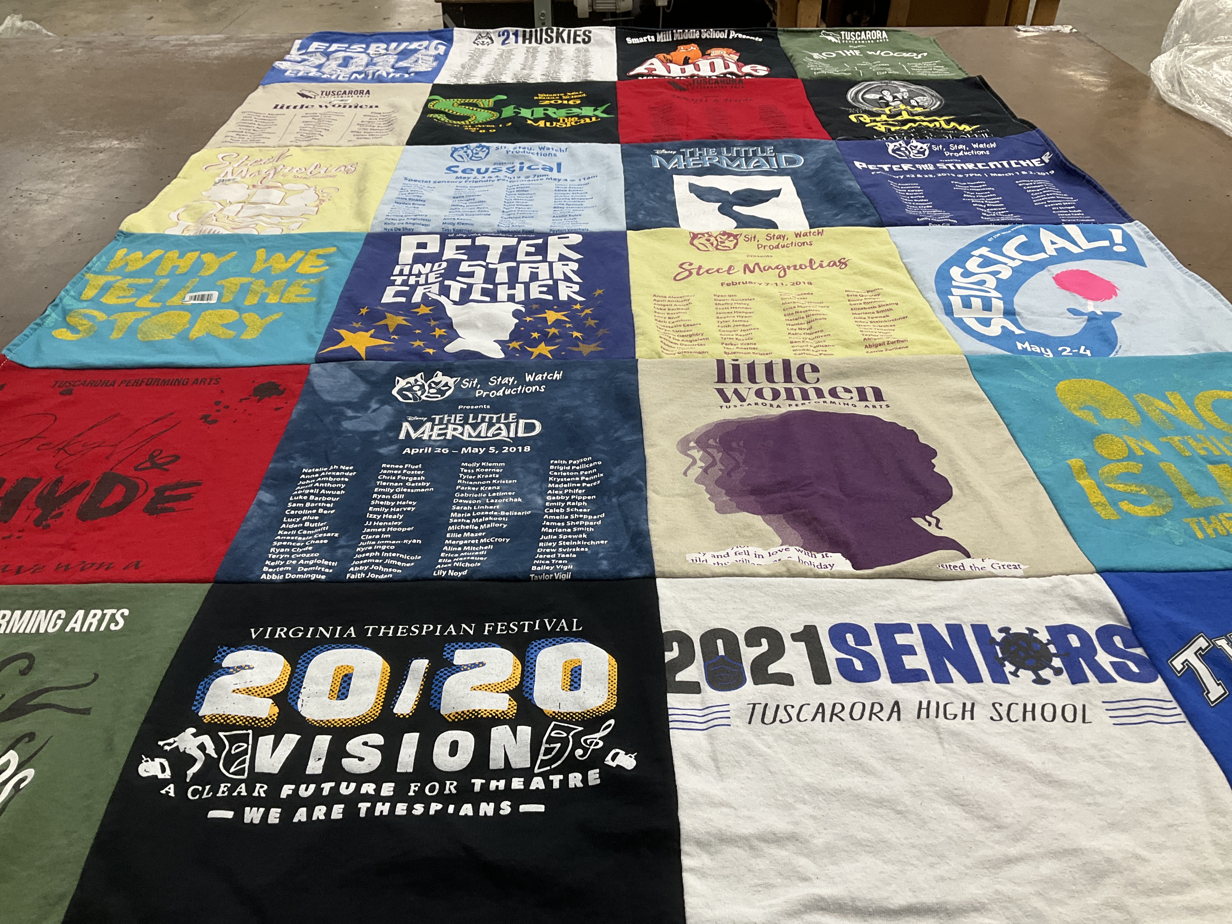 T-shirt quilt from tuscarora high school by Rebecca from VA