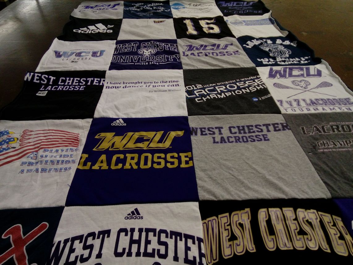 T-shirt quilt featuring west chester university lacrosse by Teresa from MD