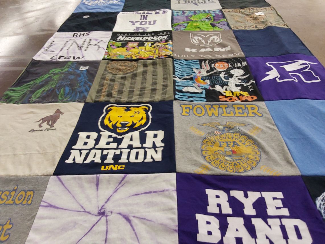 T-shirt quilt featuring university of north carolina, fowler high school by Terry from CO