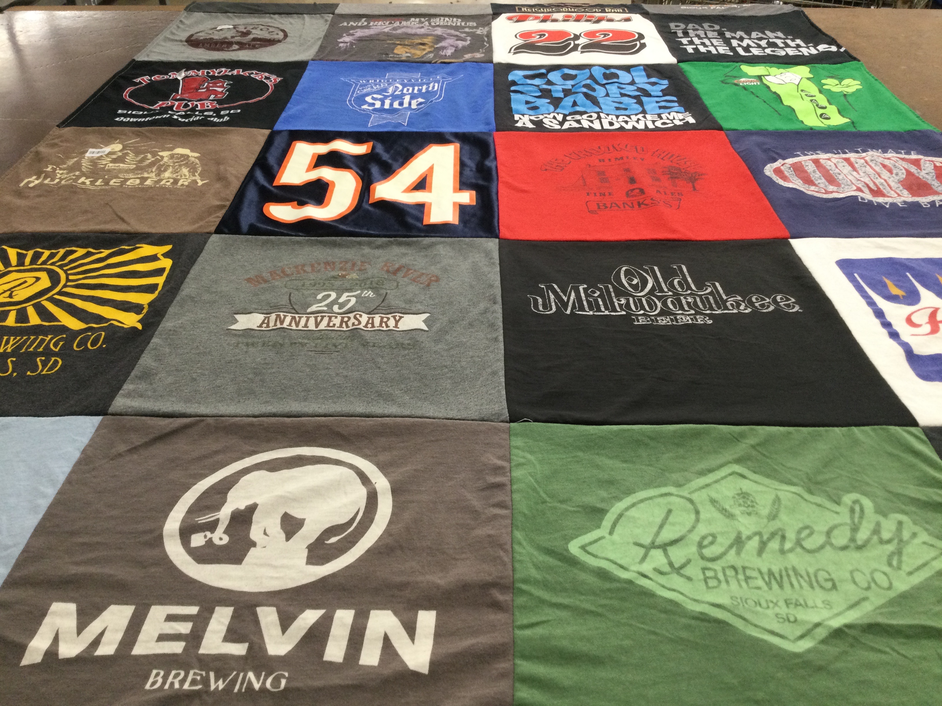 T-shirt quilt with craft beer, brewing themes by Jennifer from CA