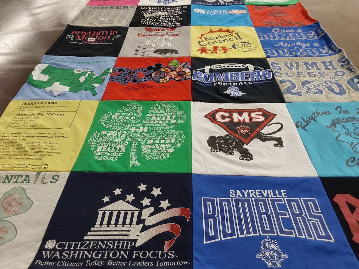 T-shirt quilt featuring sayreville bombers by Janice from NJ