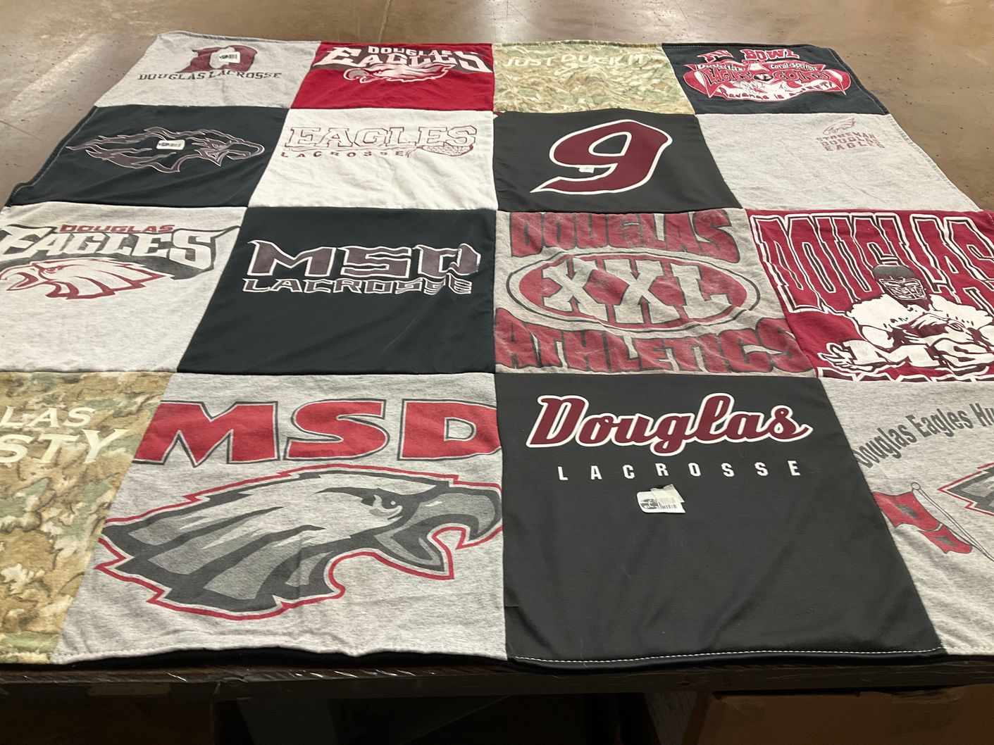 T-shirt quilt featuring douglas eagles lacrosse by Ari from FL
