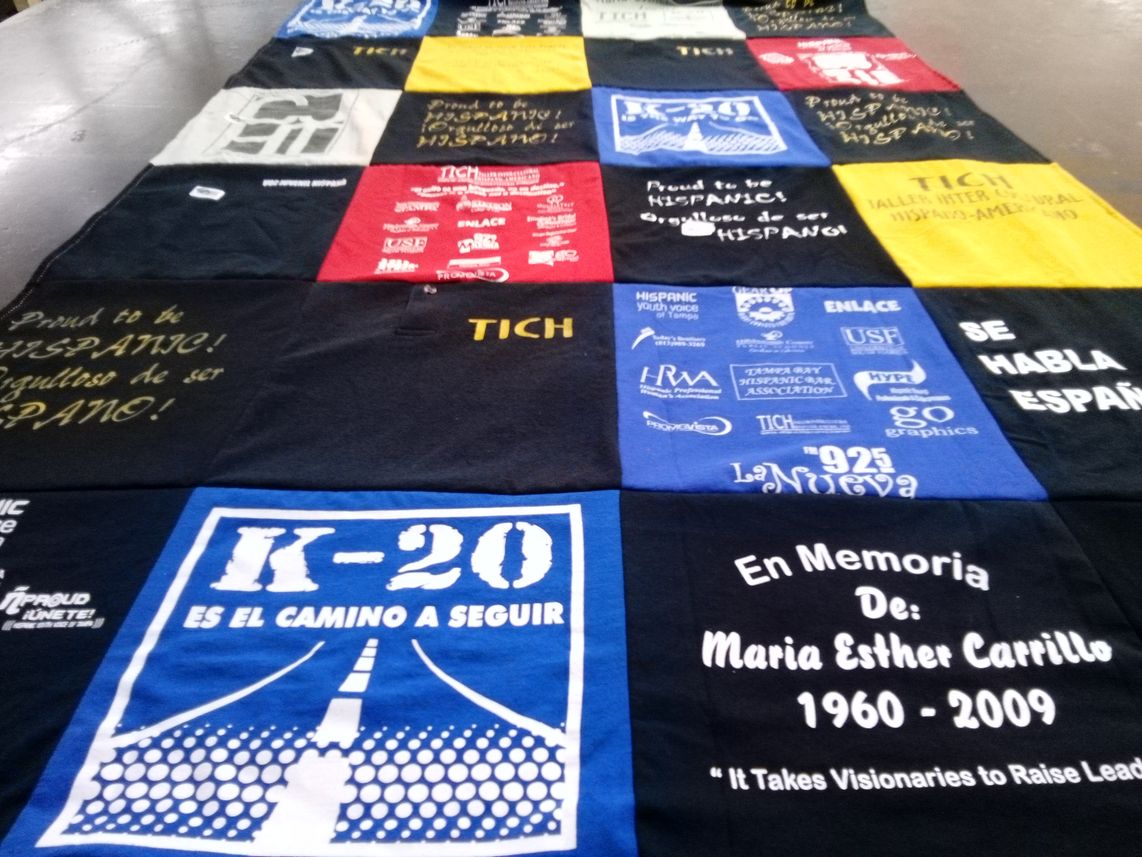 T-shirt quilt with hispanic heritage, cultural awareness themes by Maria from TX