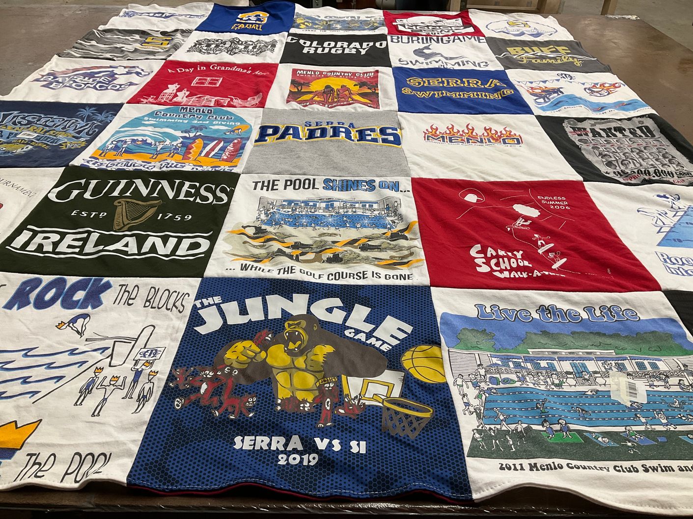 T-shirt quilt from serra high school, menlo school by K from CA
