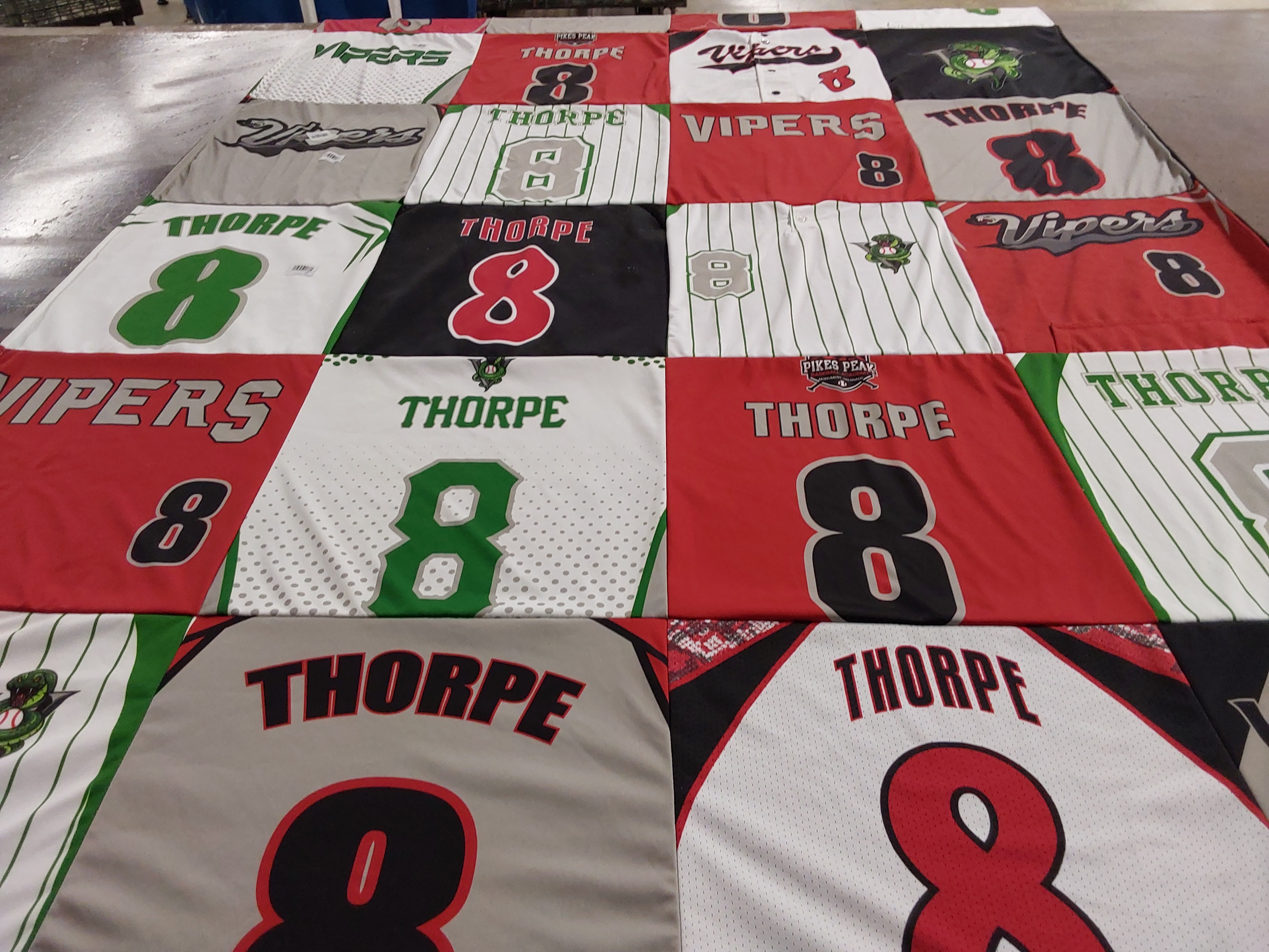 T-shirt quilt with baseball themes by Rhonda from CO