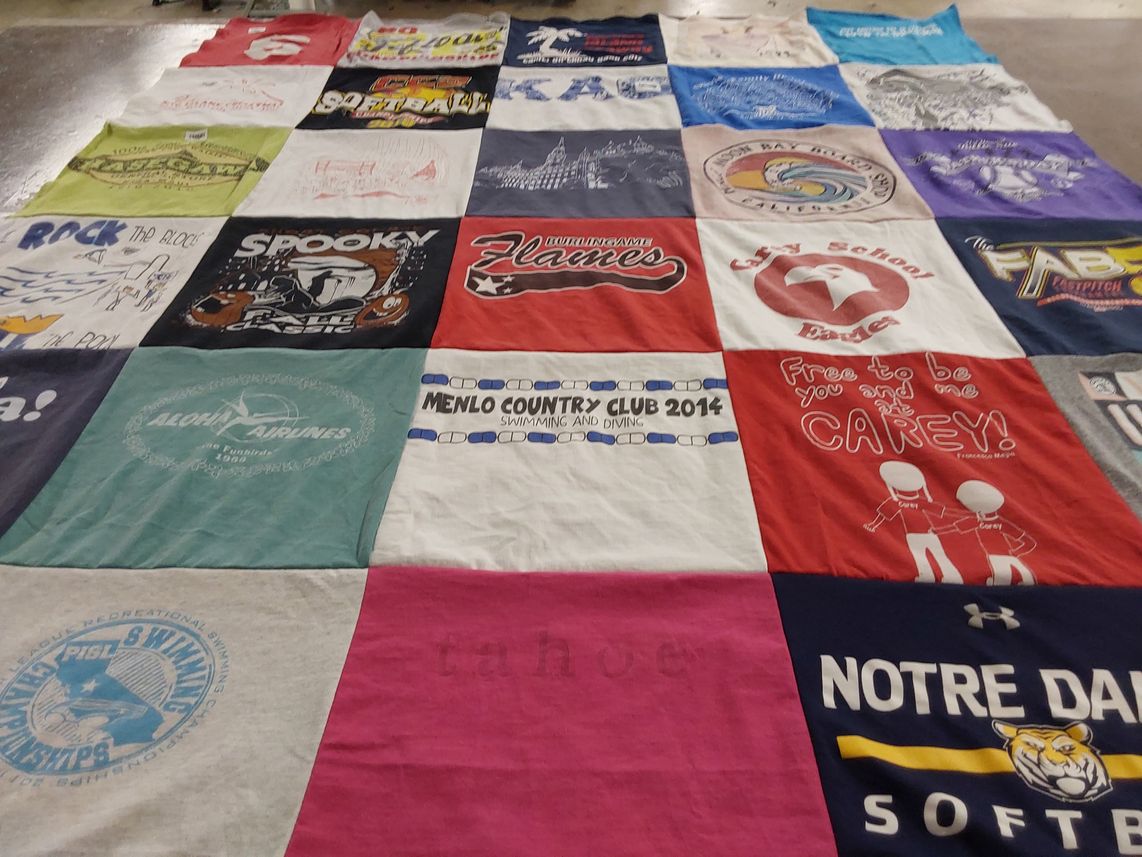 T-shirt quilt featuring eagles, flames by K from CA