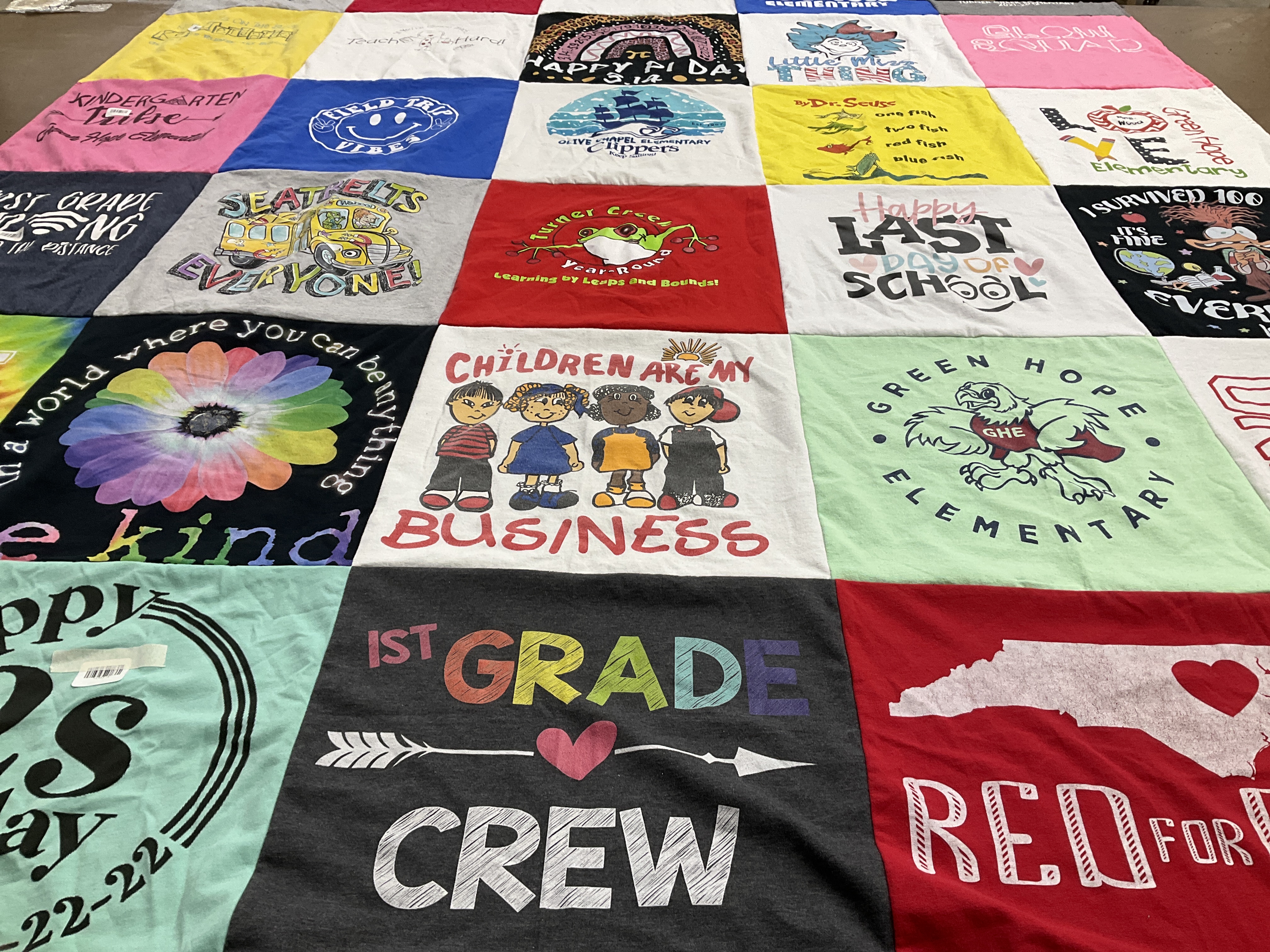 T-shirt quilt from green hope elementary by Connie from NC