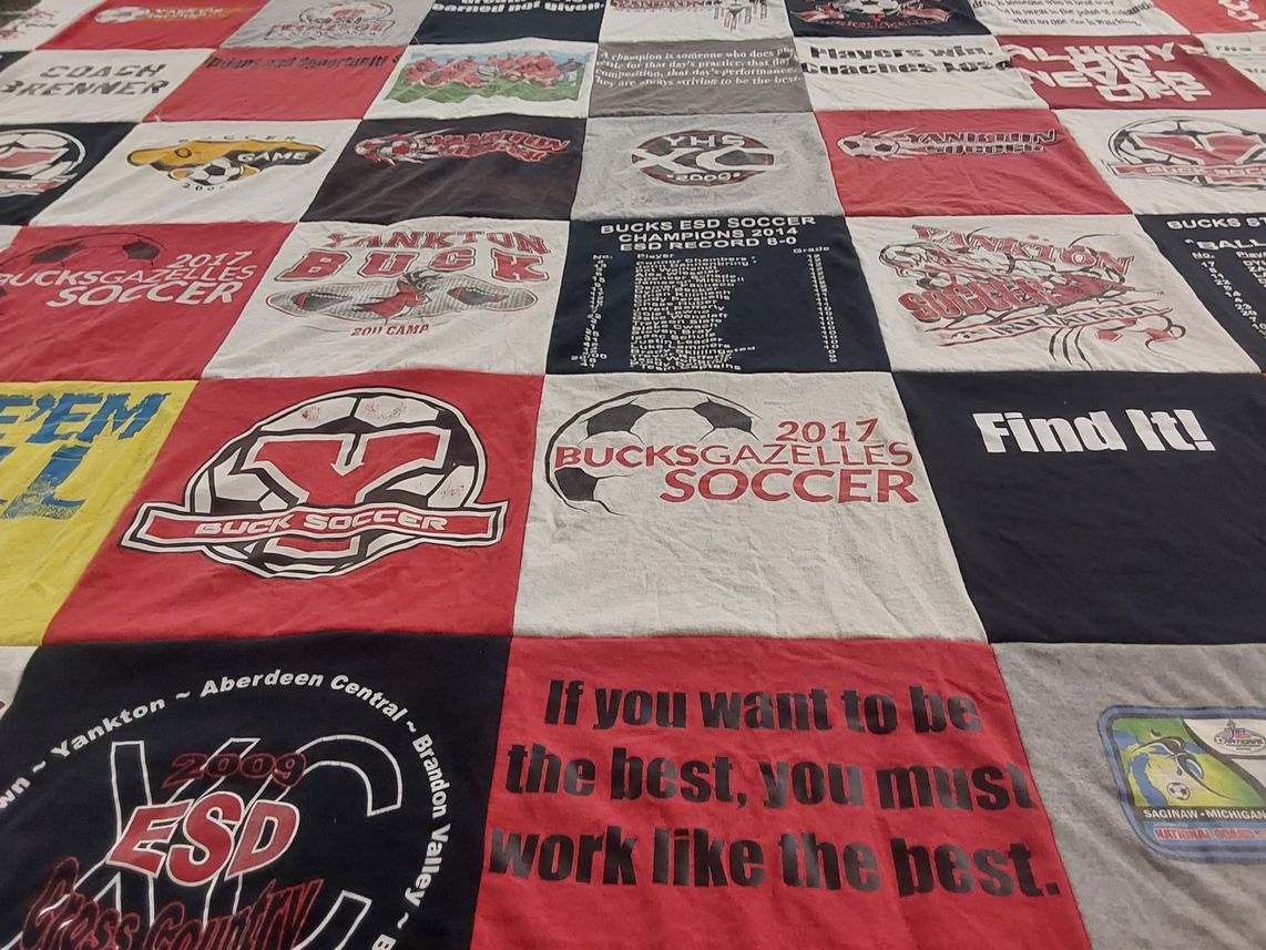 T-shirt quilt featuring bucks gazelles soccer, yankton bucks soccer by Laurie from SD