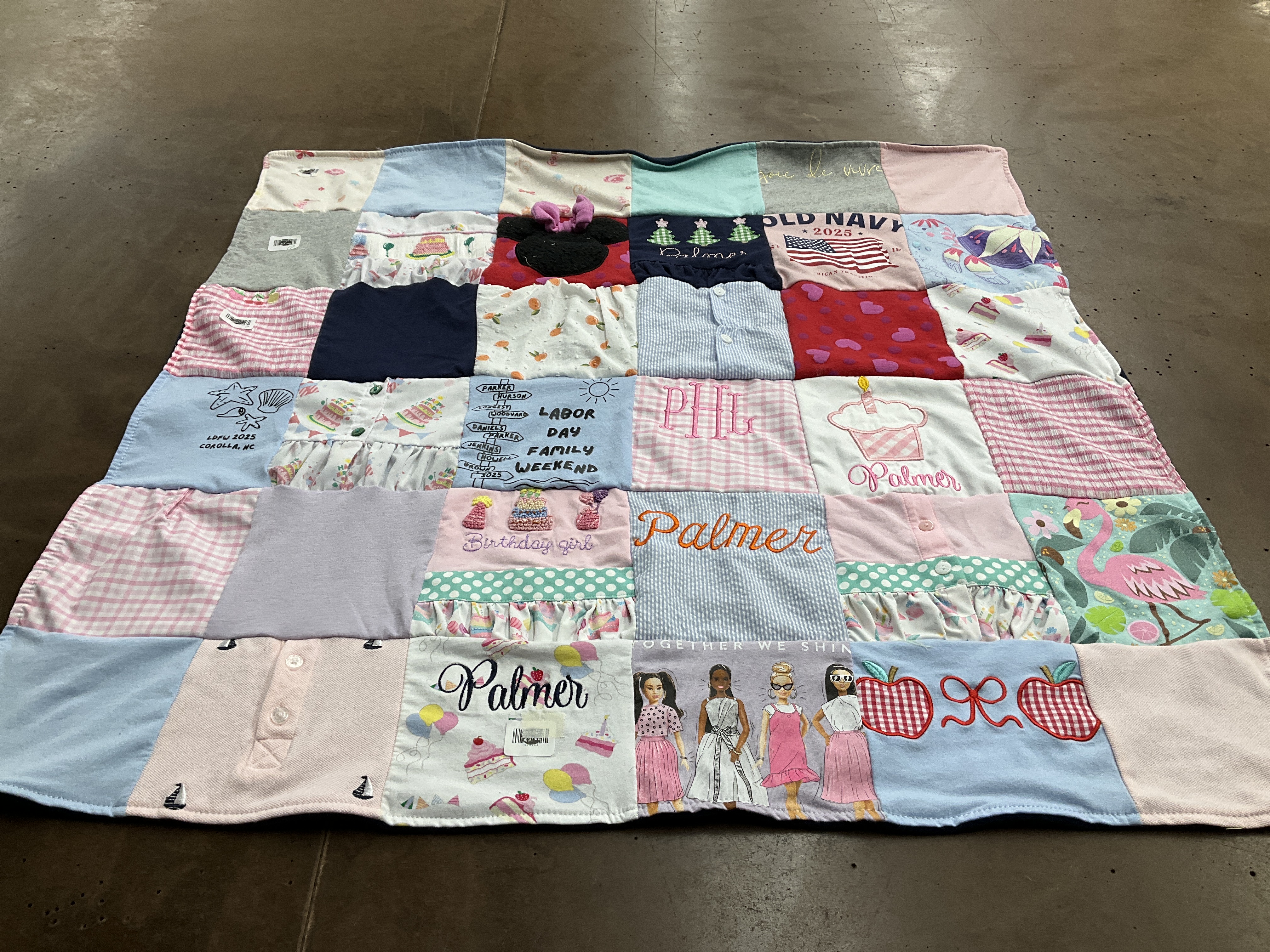 T-shirt quilt with birthdays, family themes by Hanah from VA