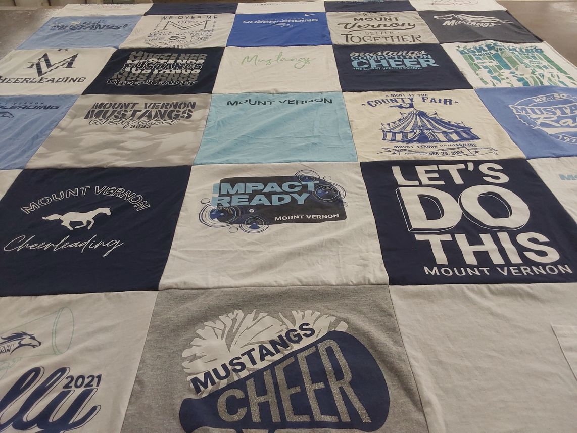 T-shirt quilt featuring mount vernon mustangs cheerleading by Terri from GA