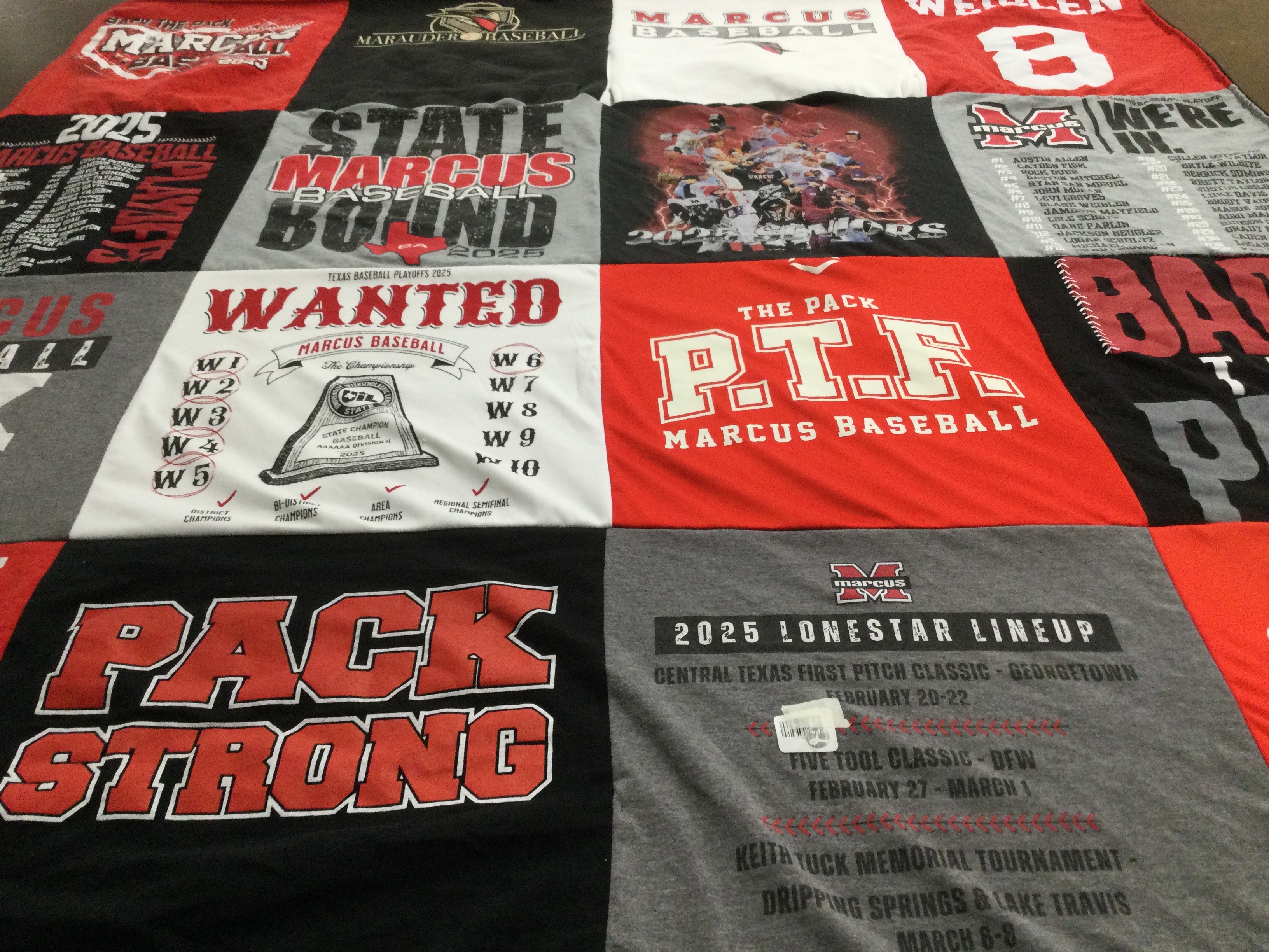T-shirt quilt featuring marcus baseball by Carolyn from TX